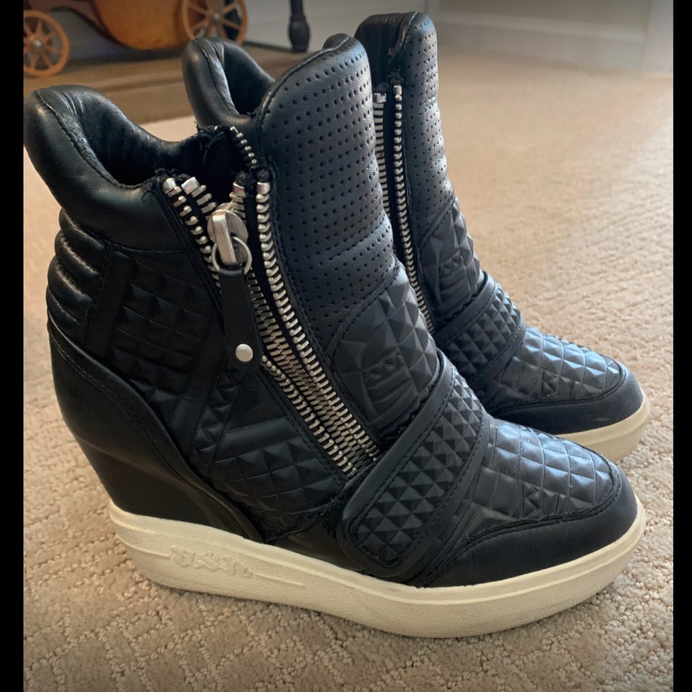 Ash Studded Moto Boots Zipper Leather studs platform Athleisure wedges